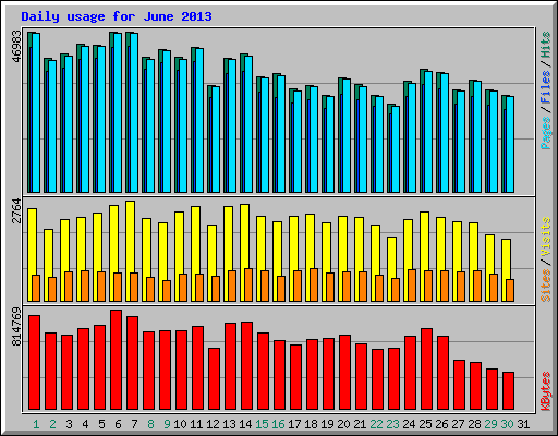 Daily usage for June 2013