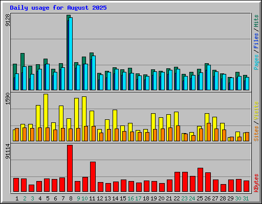 Daily usage for August 2025
